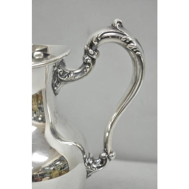 Poole Silver Co. Vintage Poole Victorian Silver Plated Bulbous Footed Water Pitcher W/ Ice Lip For Sale - Image 4 of 14