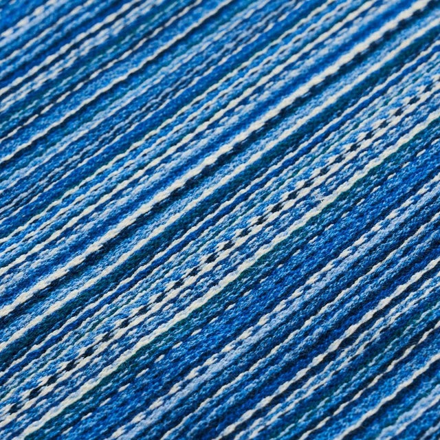 Schumacher Sample - Schumacher Fino Stripe Indoor/Outdoor Fabric in Cobalt For Sale - Image 4 of 4
