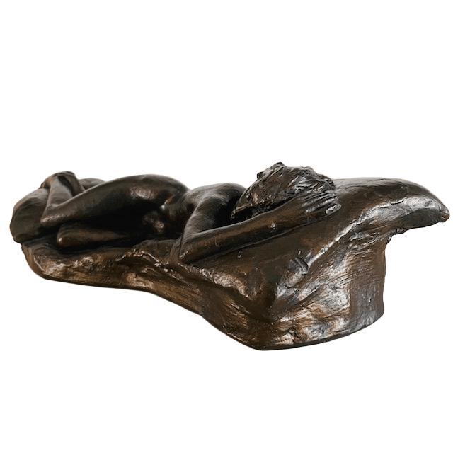 Black Vintage Female Nude Cold-Cast Bronze and Resin Sculpture by Peter Sedcole, 1960s For Sale - Image 8 of 12
