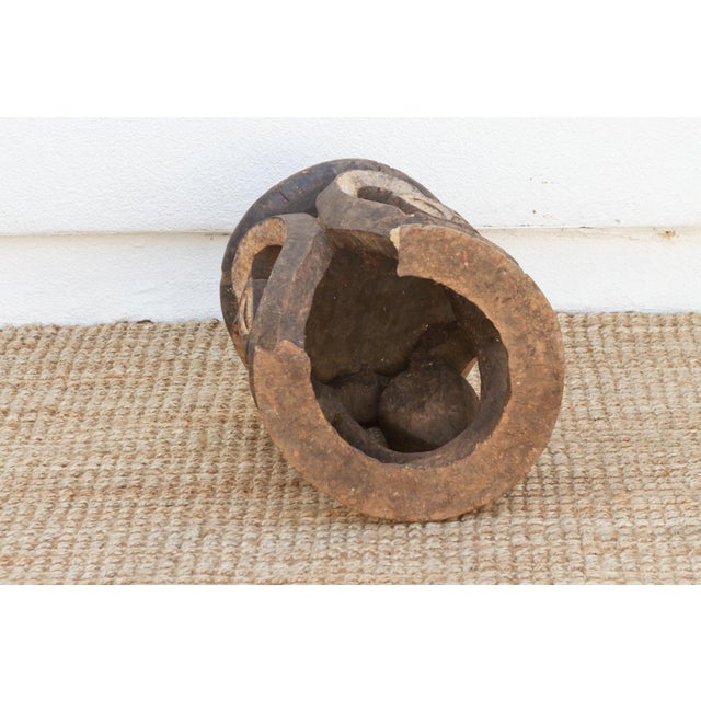 Brown Antique Carved & Painted African Eket Stool For Sale - Image 8 of 9