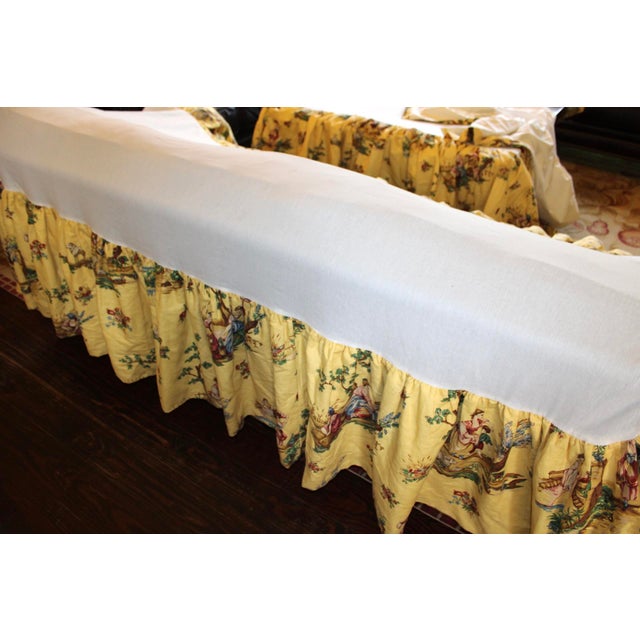 Yellow VTG Pair of Schumacher Le Toile Du Marche Bedskirts in Twin Xl, Gorgeous! For Sale - Image 8 of 8