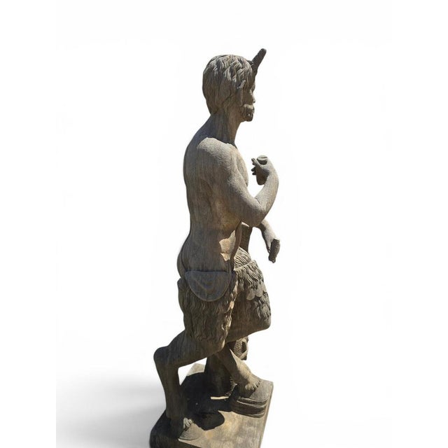 Stone Neapolitan School Artist, Large Carved Faun Sculpture, Early 20th Century, Stone For Sale - Image 7 of 15