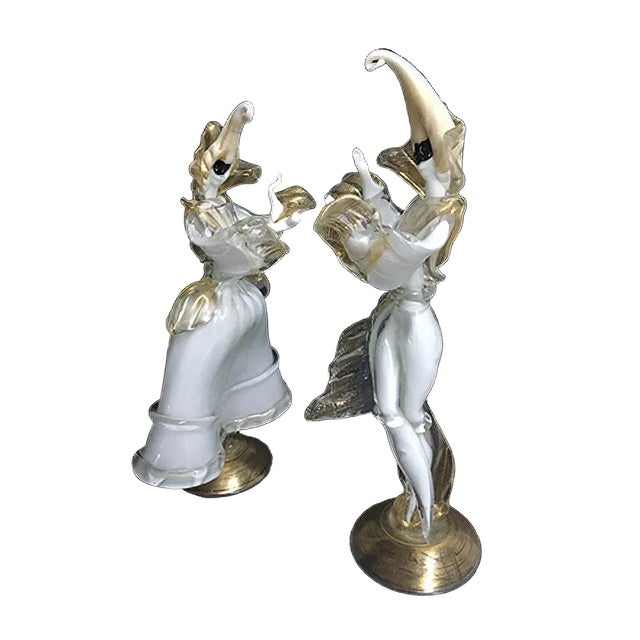 Masked Dancers Statues from Cesare Toso, Set of 2 For Sale