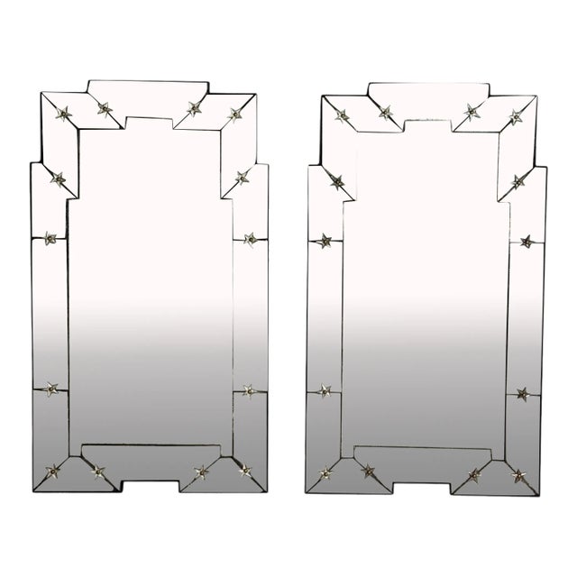 Art Deco Style, Antique and Beveled Glass, Venetian Wall Mirrors, 21st C. For Sale