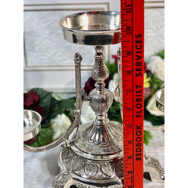 Large Centerpiece Candle Holder Vintage Andrea by Sadek Silver Plated Centerpiece For Sale - Image 9 of 13