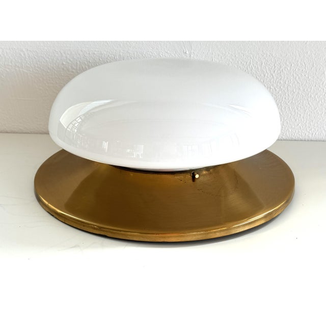 Mid-Century Italian Brass and Glass Flush Mount Light, 1960s For Sale - Image 13 of 16