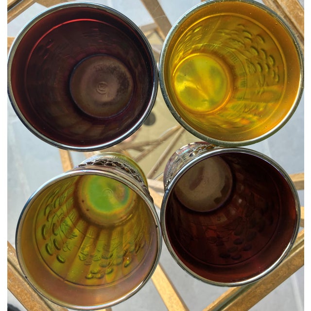 Circa 1911 Northwood Glass “Raspberry” Pattern Carnival Glass Tumblers - Set of 4 For Sale - Image 11 of 18