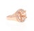 4.61 Carat Natural Morganite Diamond 14 Karat Rose Gold Cocktail Ring This ring has a natural 3.96 Carat Round Cut...