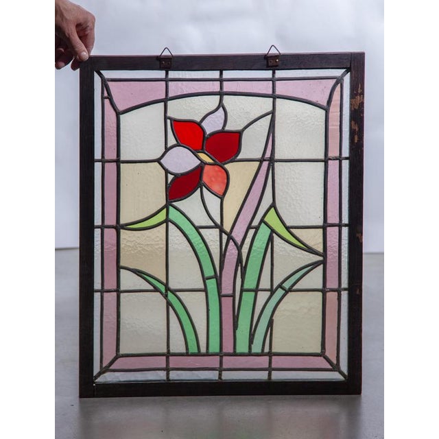 Glass Art Nouveau Stained Glass Panel, 1910 For Sale - Image 7 of 10