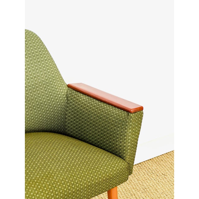 Brown Vintage Chair in Green Upholstery, 1960 For Sale - Image 8 of 12