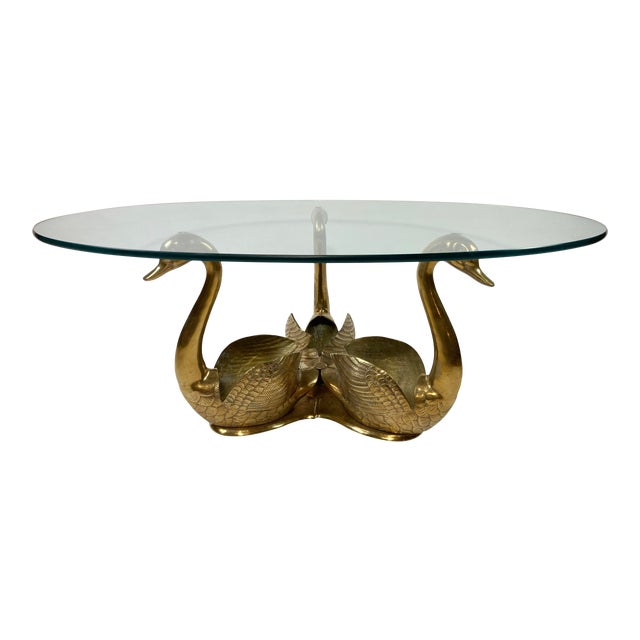 Brass Swan Coffee Table With Glass Top Chairish