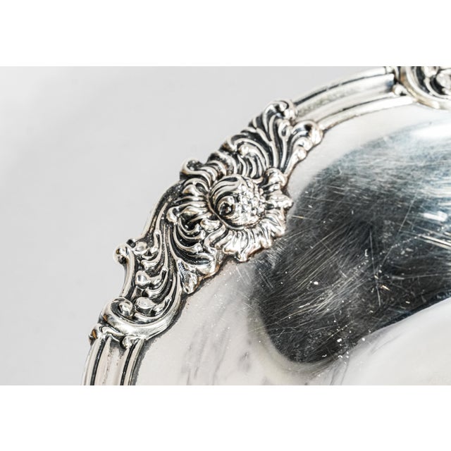 Silver Elegant Sterling Silver Antique Tazza Pedestal Centerpiece Bowl Floral Repoussé Pattern Traditional Home Decor For Sale - Image 8 of 12
