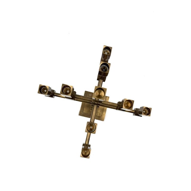 Modern Brass Sculptural 9-Light Candelabra by Lars Bergsten for Gusum, Sweden, 1992 For Sale - Image 12 of 15