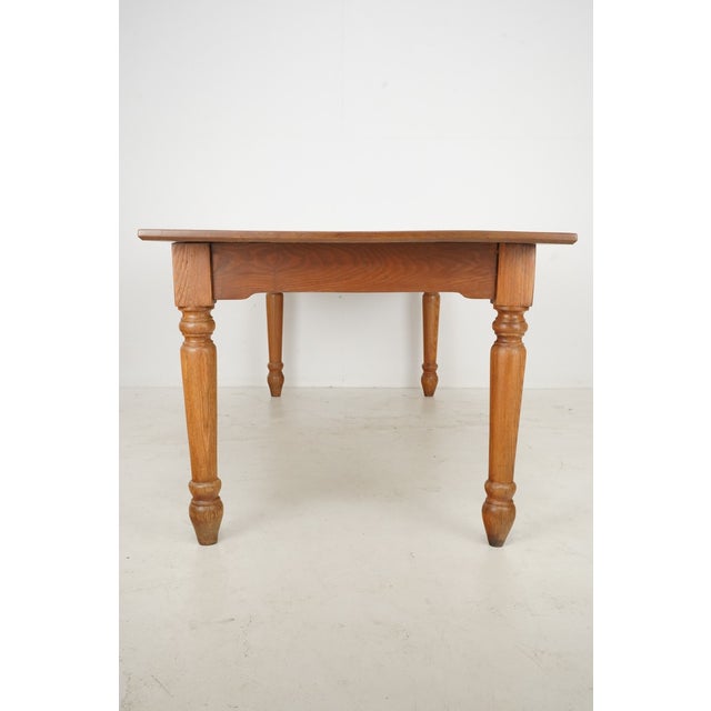 Brown Mid 20th Century Reclaimed 7.5 Ft. Oak Farmhouse Dining Table For Sale - Image 8 of 12
