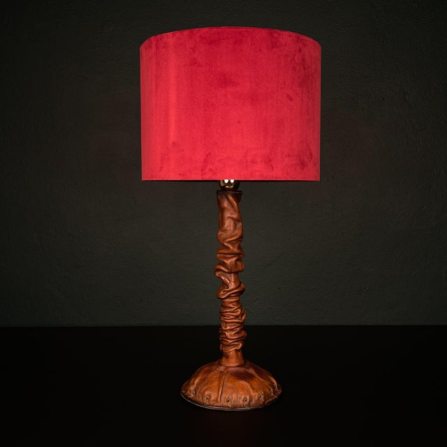 Mid-Century Modern Vintage Italian Leather Table Lamp, 1950s For Sale - Image 3 of 18