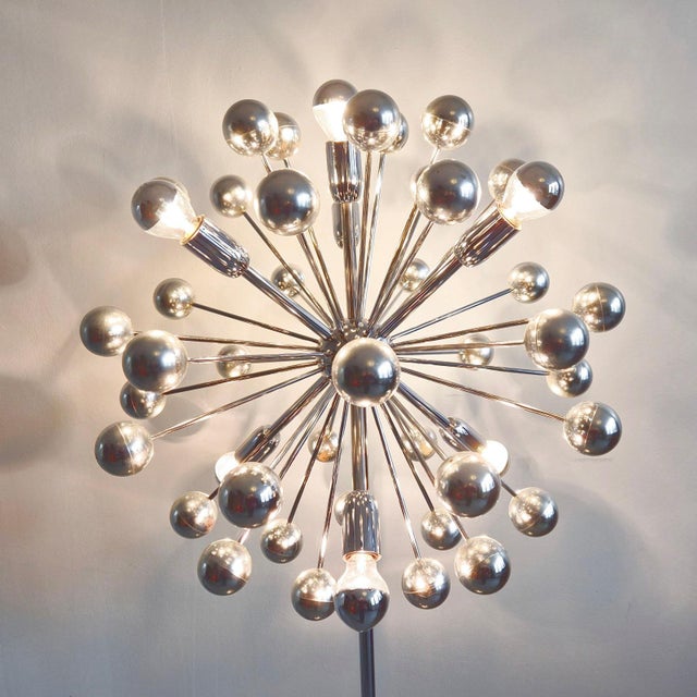 Vintage Sputnik Space Age Floor Lamp in Chrome Metal with Silver Globes, 1970s For Sale - Image 3 of 13