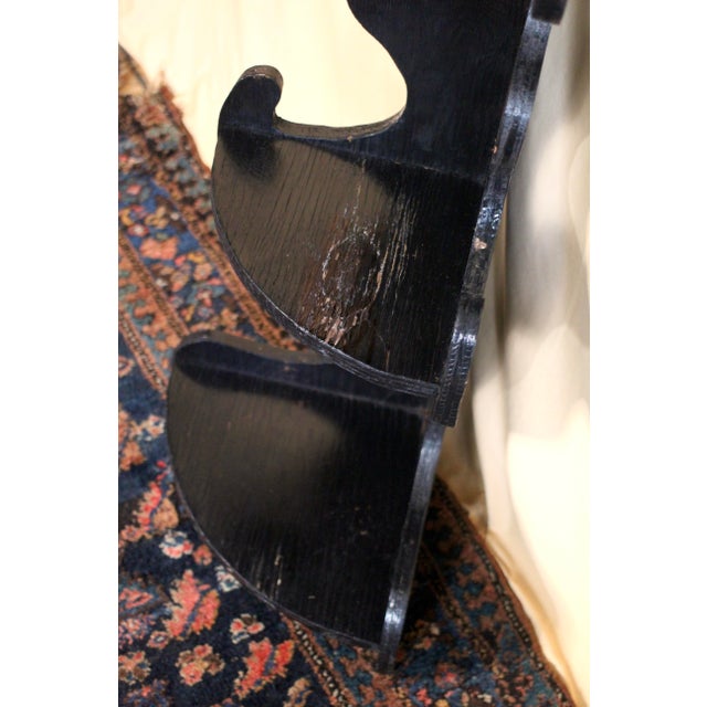 Black 1970s Tall Folk Art Black Scroll Corner Shelf For Sale - Image 8 of 14