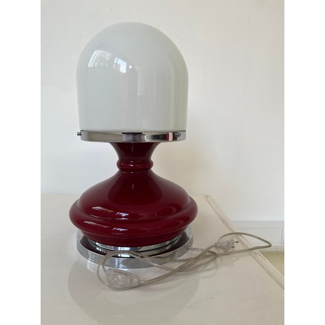 Red Plastic Table Lamp For Sale - Image 5 of 8