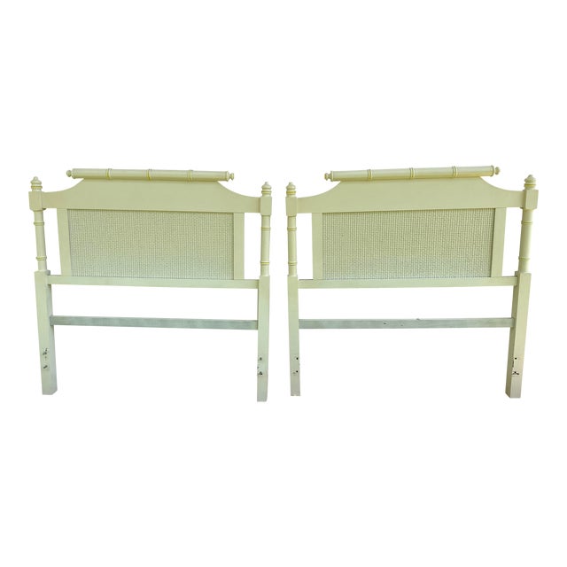 1970s Vintage Cane Faux Bamboo Twin Headboards Pair Chairish