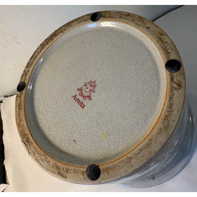 Ceramic Vintage Amita Chinoiserie Porcelain Monkey Motif Cachepot For Sale - Image 7 of 7