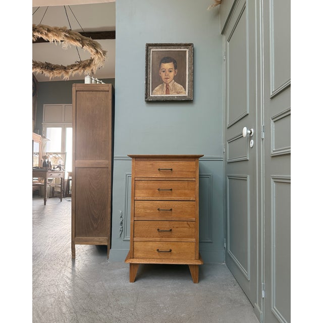 Wood Small Vintage Chest of Drawers in Oak, 1960s For Sale - Image 7 of 15