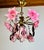 Vintage Pink Murano Style Flower Chandelier / Hand Redesigned / Burgundy Crystal Drops / 1 Light Brass Ceiling Lamp For Sale - Image 10 of 18