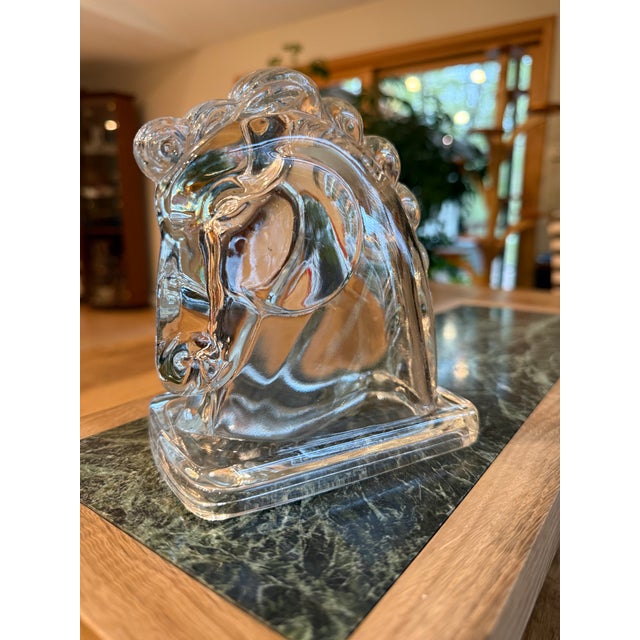 Glass 1940’s Horse Equestrian Bookend Paperweight Federal Glass For Sale - Image 7 of 11