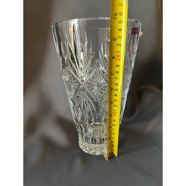 Contemporary Marquis by Waterford “Raymond” 10” Cut Crystal Vase, Sculptural Starburst For Sale - Image 3 of 9