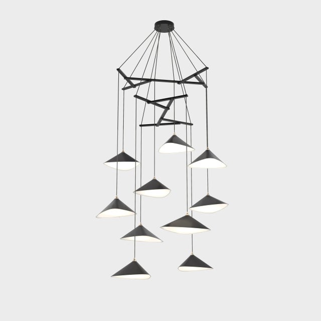 White Daniel Becker 'Emily Vertikal 10' Chandelier in Matte White/Oak for Moss Objects For Sale - Image 8 of 12