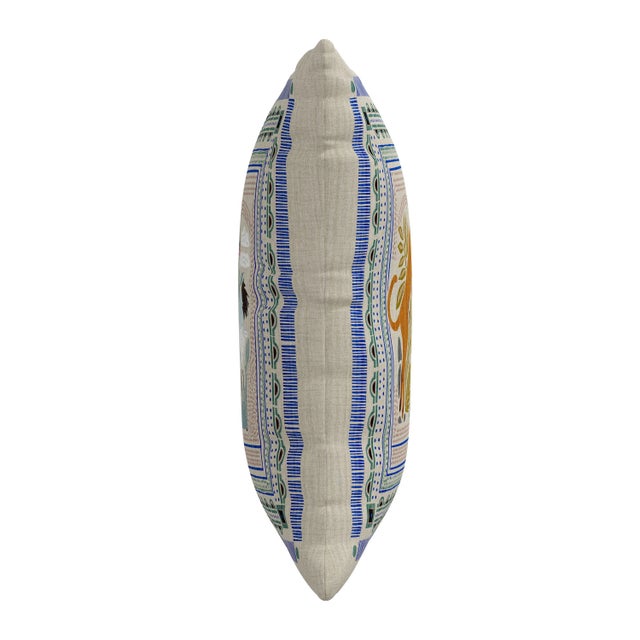 Traditional 22" Pillow with Feather Insert in Fauna Blue For Sale - Image 3 of 5