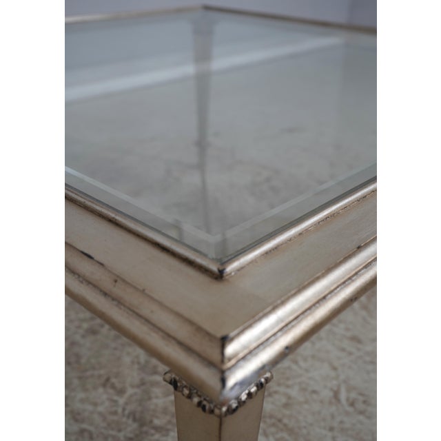 Modern Hollywood Regency Square Silver Leaf Coffee Table For Sale - Image 4 of 13