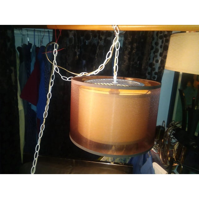 Brown New Years Special Mid-Century Modern Drum Pendant Lamp For Sale - Image 8 of 11