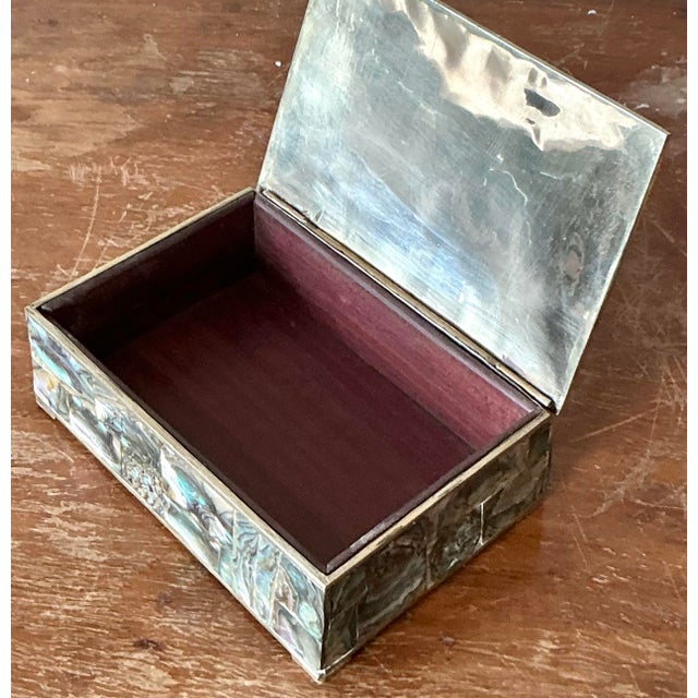 Vintage Regency Abalone and Brass Box For Sale - Image 10 of 11