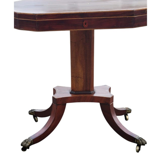 19th C English Regency Mahogany Inlaid Jewelry Display Work Table For Sale - Image 18 of 18