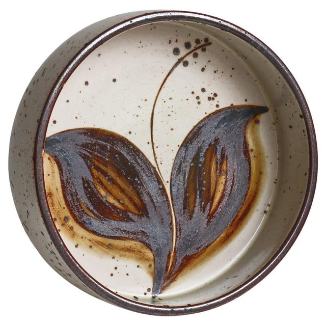 Large Floral Stoneware Bowl attributed to Søholm Pottery, Denmark, 1970s For Sale - Image 14 of 14