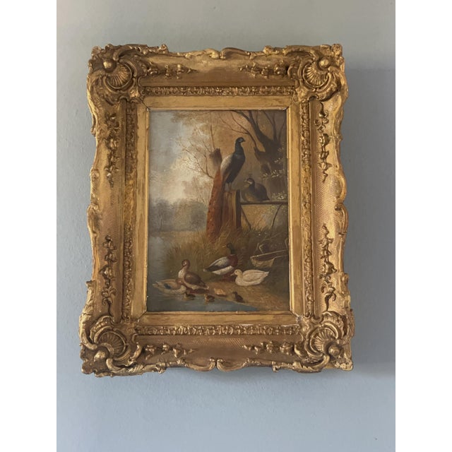 Birds by the Water's Edge, 1800s, Oil on Board, Framed For Sale - Image 6 of 6