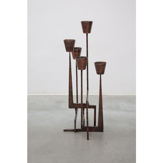 Brutalist Candleholder Sculpture in Wrought Iron, France, 1970s For Sale - Image 6 of 16