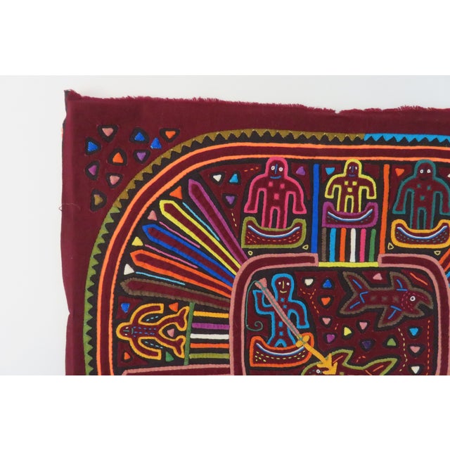 Mid 20th Century Circa 1960s Vintage Tribal Mola Hand-Made Hunters/Fishermen Textile Art For Sale - Image 5 of 8
