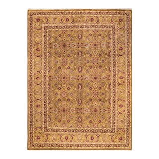Mogul, One-of-a-Kind Hand-Knotted Area Rug - Green, 9' 3" x 12' 4" For Sale