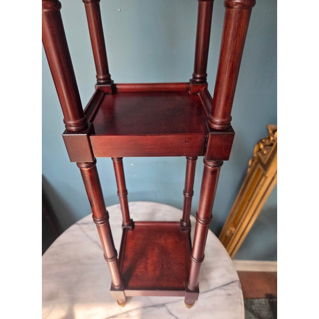 Late 20th Century 3 Tiered Faux Bamboo Stand Pedestal - 2 Available For Sale - Image 5 of 14