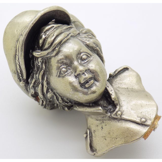 Italian Vintage Handmade Italy Genuine Silver Uno-a-Erre Boy Upper Body Solid Figurine For Sale - Image 3 of 8