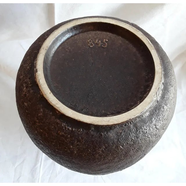 Vintage Ceramic Vase in the style of Fat Lava in Beige-Brown, 1970s For Sale - Image 4 of 5