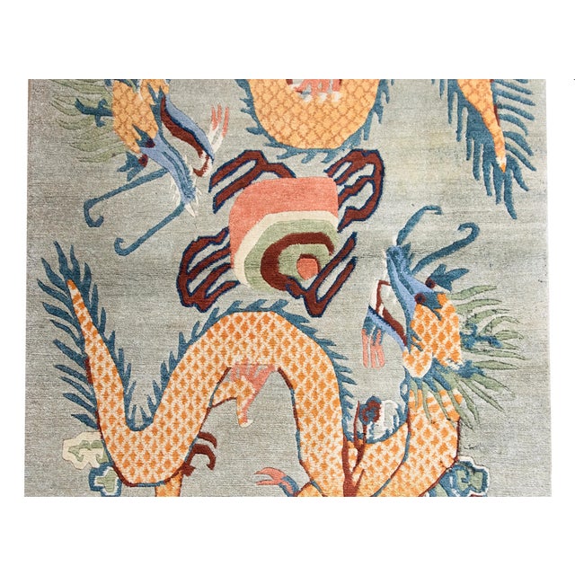 Vintage Tibetan Double-Dragon Rug For Sale In Chicago - Image 6 of 15