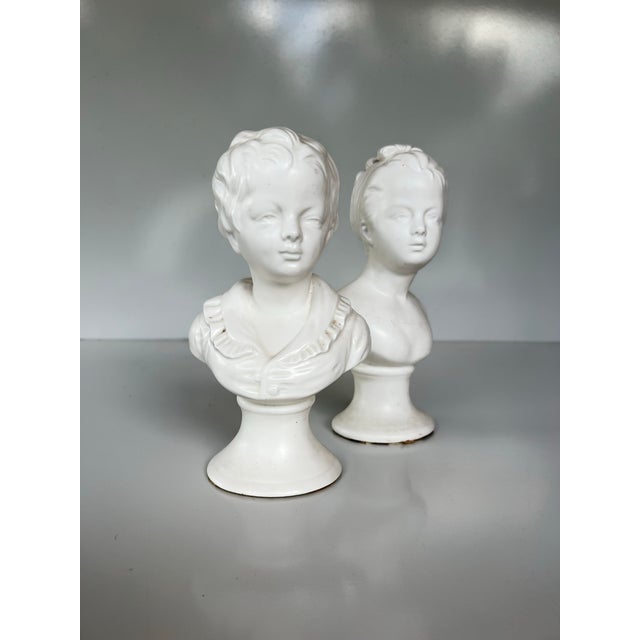 1950s Set of 2, Vintage Louis Style Porcelain Busts For Sale - Image 5 of 7