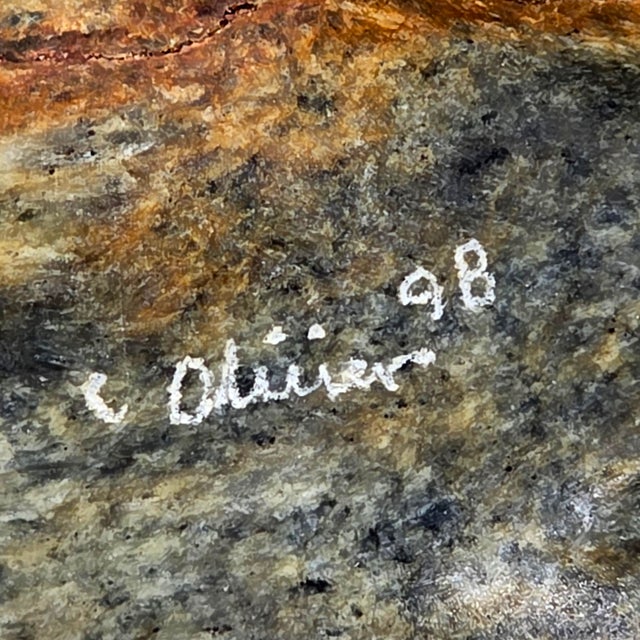 Christopher Olivier Signed Carved Stone Bear Sculpture, 1998 For Sale - Image 10 of 10