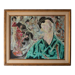 Mid Century Pascal Curaro Abstract Geishas Painting For Sale