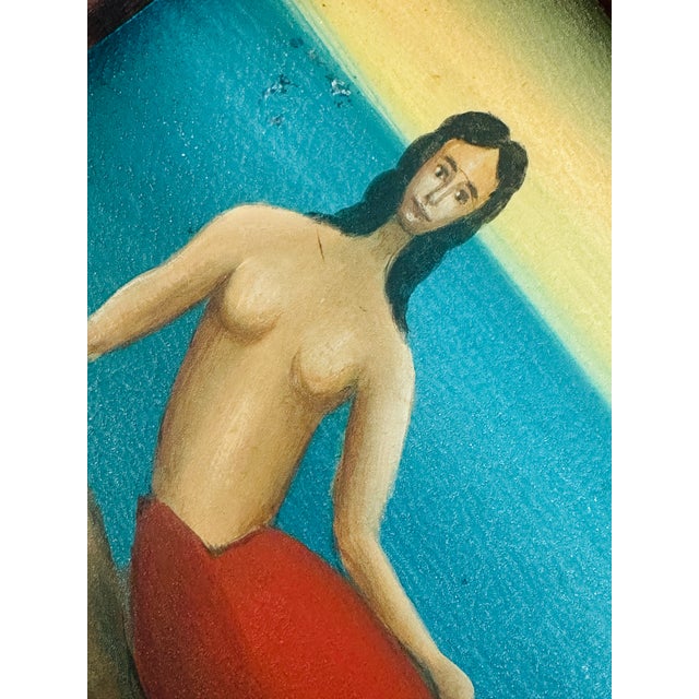 Folk Art Vintage Folk Art Painting of a Mermaid, Signed For Sale - Image 3 of 5