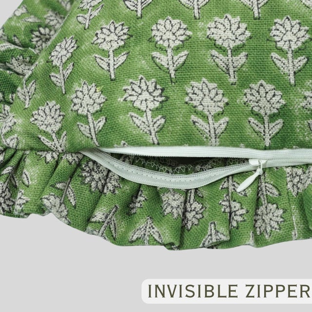 Not Yet Made - Made To Order Fabdivine Ruffle Throw Pillow Pankhudi Print Decorative Accent Cushion for Sofa, Bed & Chair-14x36 For Sale - Image 5 of 6