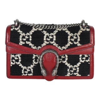 Black White Red Tweed GG Monogram Medium Dionysus Shoulder Bag For Sale