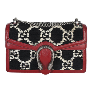 Black White Red Tweed GG Monogram Medium Dionysus Shoulder Bag